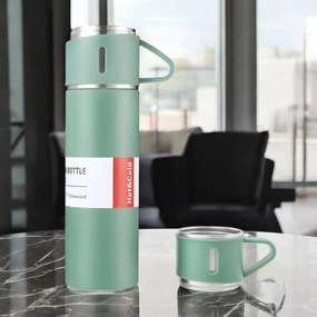 Termos 500 ml cu 3 cesti HOT&COLD, verde