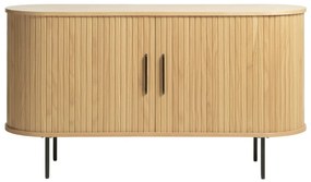 Comodă în culoare naturală joasă cu aspect de lemn de stejar cu ușă glisantă 140x76 cm Nola – Unique Furniture