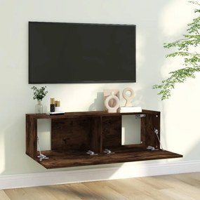 Comoda TV de perete, stejar afumat, 100x30x30 cm,lemn prelucrat 1, Stejar afumat, 100 x 30 x 30 cm