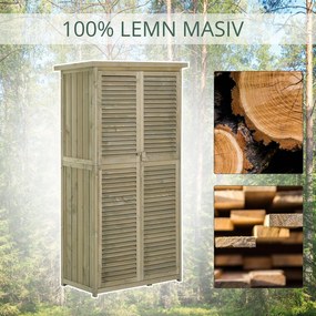 Magazie pentru unelte Outsunny, 4 Compartimente, Lemn de Brad Impermeabil | Aosom Romania