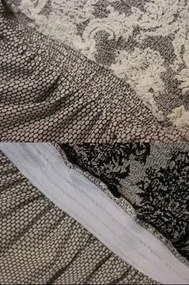 Set 2 Huse elastice pentru fotolii, cu volanas si model Jacquard Bej Deschis