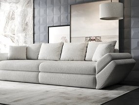 Canapea extensibilă dumonde cu ladă de depozitare si sezut confortabil din spuma high-density, Loana Zoom Cream 300x100 cm