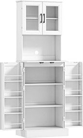 HOMCOM Dulap de bucătărie, raft reglabil, blat, uși din acril, orificiu pentru cablu, pentru living, bucătărie, sufragerie, MDF, Alb | Aosom Romania