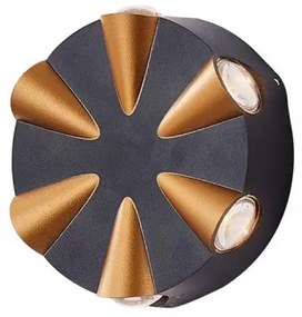 Aplica Exterior, Aluminiu, IP65, Lumina Neutra, 6W, Negru/Auriu