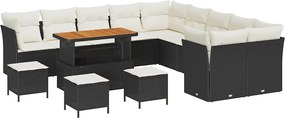 vidaXL Set de canapele pentru grădină 14 pcs Negru poliratan