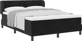 vidaXL Pat cu arcuri cu saltea cu headboard Negru 140 x 190 cm Catifea