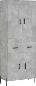 vidaXL Dulap înalt, gri beton, 69,5x34x180, lemn compozit