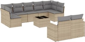 vidaXL Set canapele de grădină cu perne, 10 piese, bej, poliratan