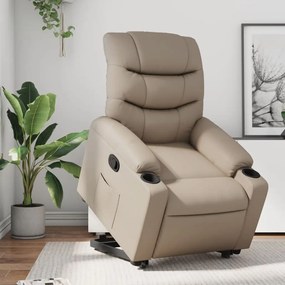 vidaXL Fotoliu rabatabil cu ridicare, cappuccino, piele ecologică