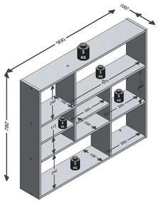 FMD Raft de perete cu 9 compartimente, gri beton 1, Gri beton