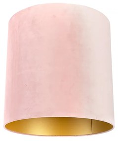 Abajur velur roz 40/40/40 cu interior auriu
