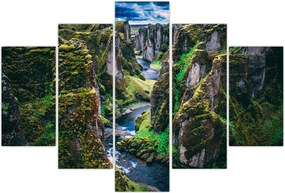 Tablou - Râu într-o vale stâncoasă (150x105 cm)