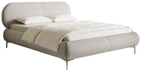Pat matrimonial 140 cm Octave 140B (cu somieră) (deschis gri + auriu). 1100015