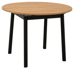 Masă de sufragerie extensibilă Duvasa 5 (stejar + negru) (pentru 4 persoane). 1093745