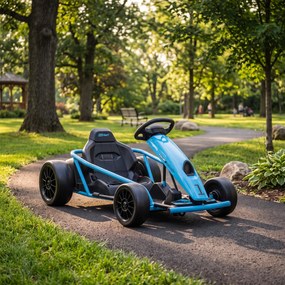 HOMCOM Go Kart Electric pentru Copii, Kart cu Pedale pentru Copii cu Pornire Lentă, Claxon, 115x77x54 cm, Albastru | Aosom Romania