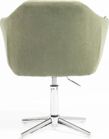 HR832CROSS Scaun Catifea Reiată Premium culoare verde salvie cu Bază Cromata