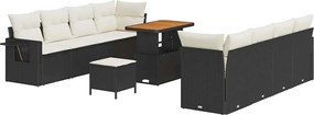 vidaXL Set de canapele pentru grădină 11 pcs Negru și Crem poliratan