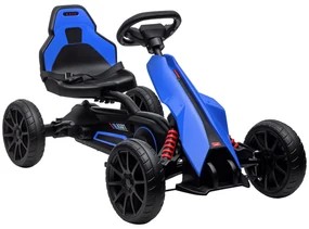 Kart cu pedale pentru copii cu vârsta de 3-8 ani cu scaun reglabil în 4 poziții și roți EVA, 100x58x58,5cm, albastru-negru HOMCOM | Aosom Romania