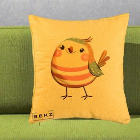 Perna Decorativa Pui Kawaii Pastel Dungat, 40x40 cm, Galben, Husa Detasabila, Perna Inclusa, BEKZ®