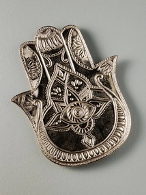 Tava argintie din aluminiu Hamsa