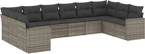 vidaXL Set mobilier de grădină cu perne, 10 piese, gri, poliratan