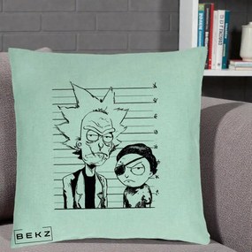 Perna Personalizata Rick si Morty Dosar, 40x40 cm, Verde Menta, Husa Detasabila, Perna Inclusa, BEKZ®