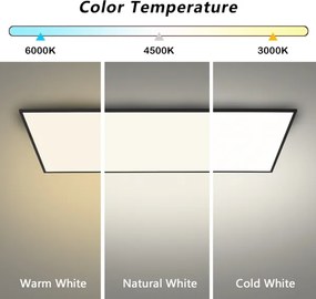 Brilagi - Plafonieră LED reglabilă SLIMFRAME, 80 W, 230 V, 120 x 60 cm, neagră, cu telecomandă