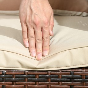 Outsunny Canapea de exterior cu 3 locuri, din ratan PE, cu perne confortabile și detașabile, 173x68x78 cm, maro | Aosom Romania