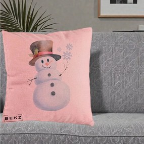 Perna Decorativa Om de Zapada cu Joben si Vasc, 40x40 cm, Roz, Husa Detasabila, Perna Inclusa, BEKZ®