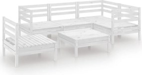 vidaXL Set mobilier de grădină, 6 piese, alb, lemn masiv de pin