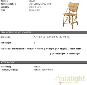 Scaun elegant din rattan, design LUX Colony 110009 HZ