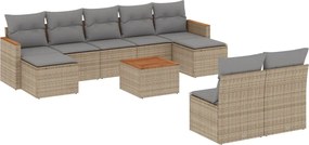 vidaXL Set canapele de grădină cu perne, 10 piese, bej, poliratan