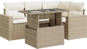 vidaXL Set canapele de grădină cu perne, 5 piese, bej, poliratan