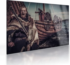 Tablou pe sticlă - Războinic viking (70x50 cm)