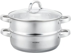 Oala pentru gatit la abur Klausberg KB 9072, 3,5 l, 24 cm, 3 piese, Simultan pe 2 niveluri, Scala de masurare, Fund cu 5 straturi, Inductie, Otel inoxidabil