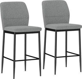HOMCOM Set de 2 Scaune de Bar cu Spătar, 41x52x97 cm, Gri | Aosom Romania