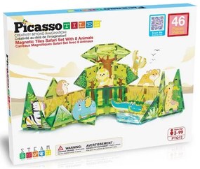 Set magnetic de construcție PicassoTiles Safari cu 8 animale