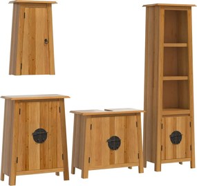 vidaXL Set mobilier de baie, 4 piese, lemn masiv de pin
