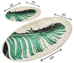 Covorașe de baie verzi-bej 2 buc. 60x100 cm Floret – Foutastic