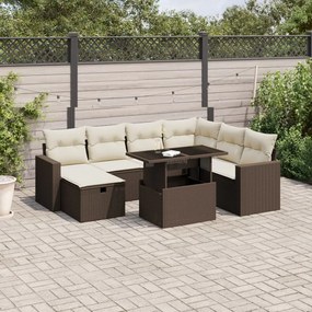 vidaXL Set canapele de grădină cu perne, 8 piese, maro, poliratan