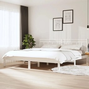 3100610 vidaXL Cadru de pat, alb, 200x200 cm, lemn masiv de pin