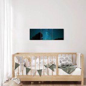 Tablou cu cerul nocturn și stele (cu ceas) (90x30 cm)