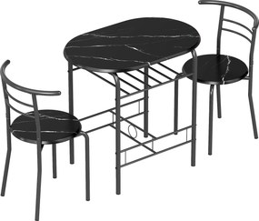 HOMCOM Set Masă Modernă cu 2 Scaune pentru Dining, Set 3 Piese Economisitoare de Spațiu pentru Bucătărie, Balcon, Restaurant sau Bar, Maro și Negru | Aosom Romania