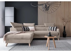 Colțar bej extensibil cu tapițerie din catifea (cu colț pe partea stângă ) Sweet Harmony – Miuform