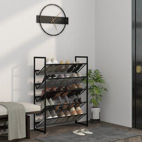 HOMCOM Suport pantofi, suport pantofi, raft pentru pantofi, 5 nivele, 72 cm x 30 cm x 102 cm, negru | Aosom Romania
