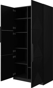 Dulap Asha 100 cm și mânere metalice - negru mat / mânere negre