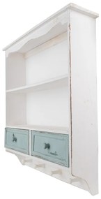 Etajera de perete, alba, din lemn masiv, aspect vintage, Amandine