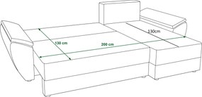 Coltar extensibil de colt LIVARO, crem, reversibil, 251x140 cm