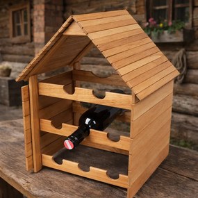Suport sticle vin, din lemn, pentru 8 sticle, 45x36x30cm.