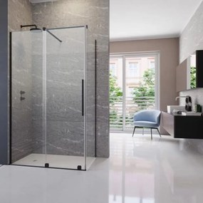 Cabina de dus dreptunghiulara usa culisanta Radaway Furo KDJ 100x80 profil negru mat stanga